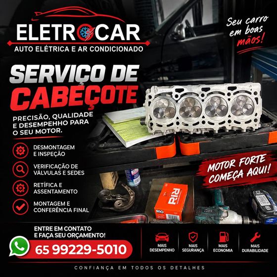Serviço de cabeçote: desmontagem, inspeção, verificação de válvulas, retífica e montagem