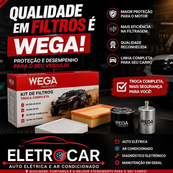 Kit de filtros Wega: óleo, ar, combustível e cabine