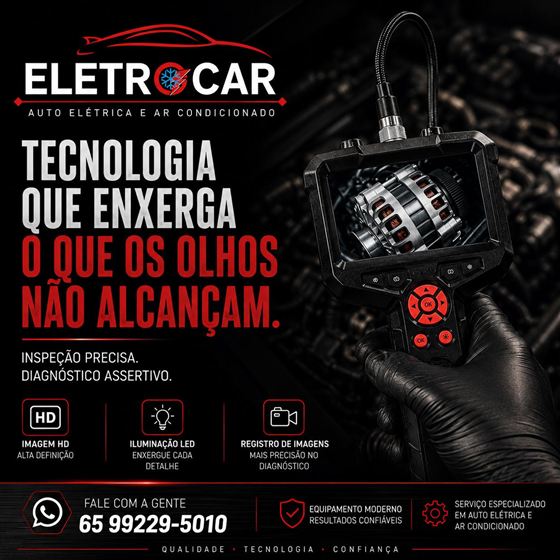 Inspeção com câmera de alta definição e iluminação LED para diagnóstico